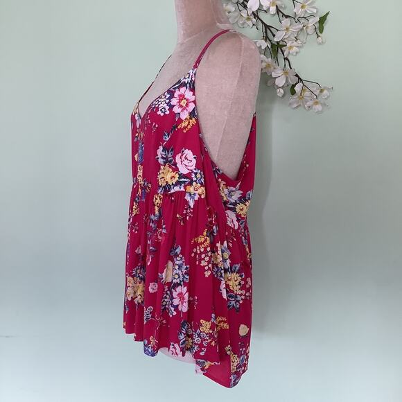 Torrid Floral Sweetheart Challis Racerback Swing Tank Top Babydoll Empire Waist - Picture 4 of 16